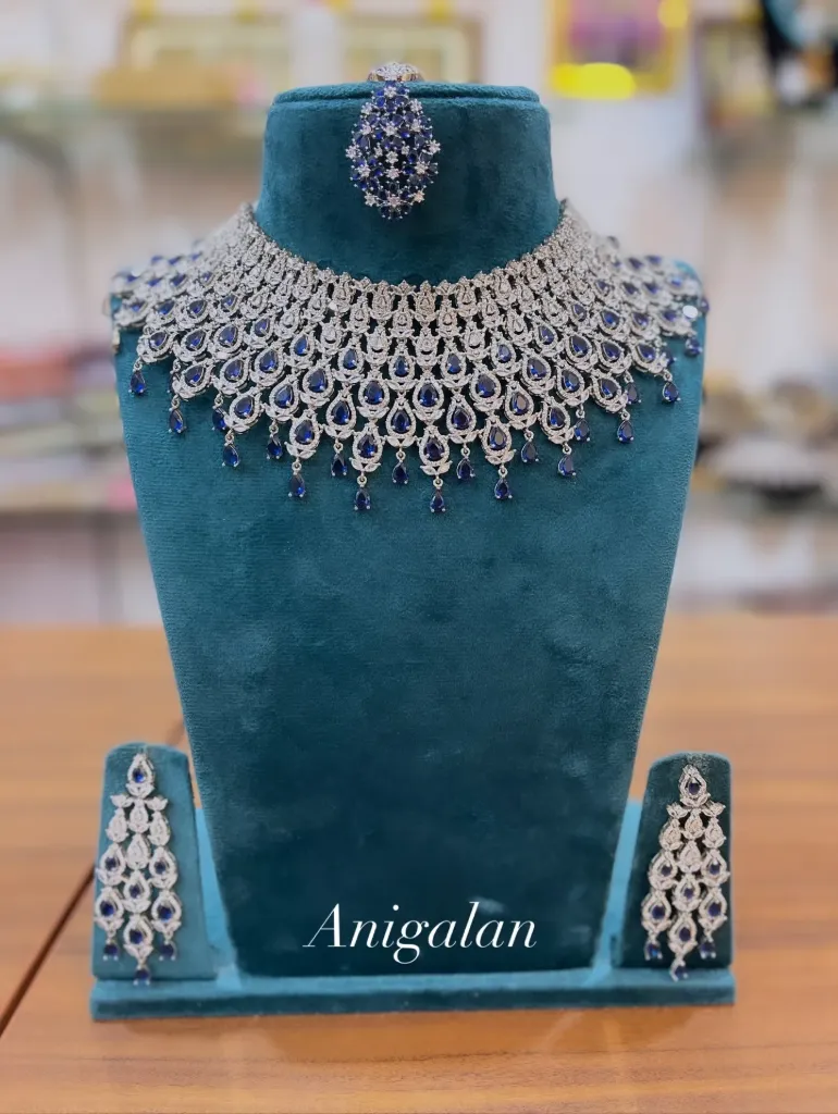 [CHK013] AD Blue Stone Hanging Choker Set-CHK013