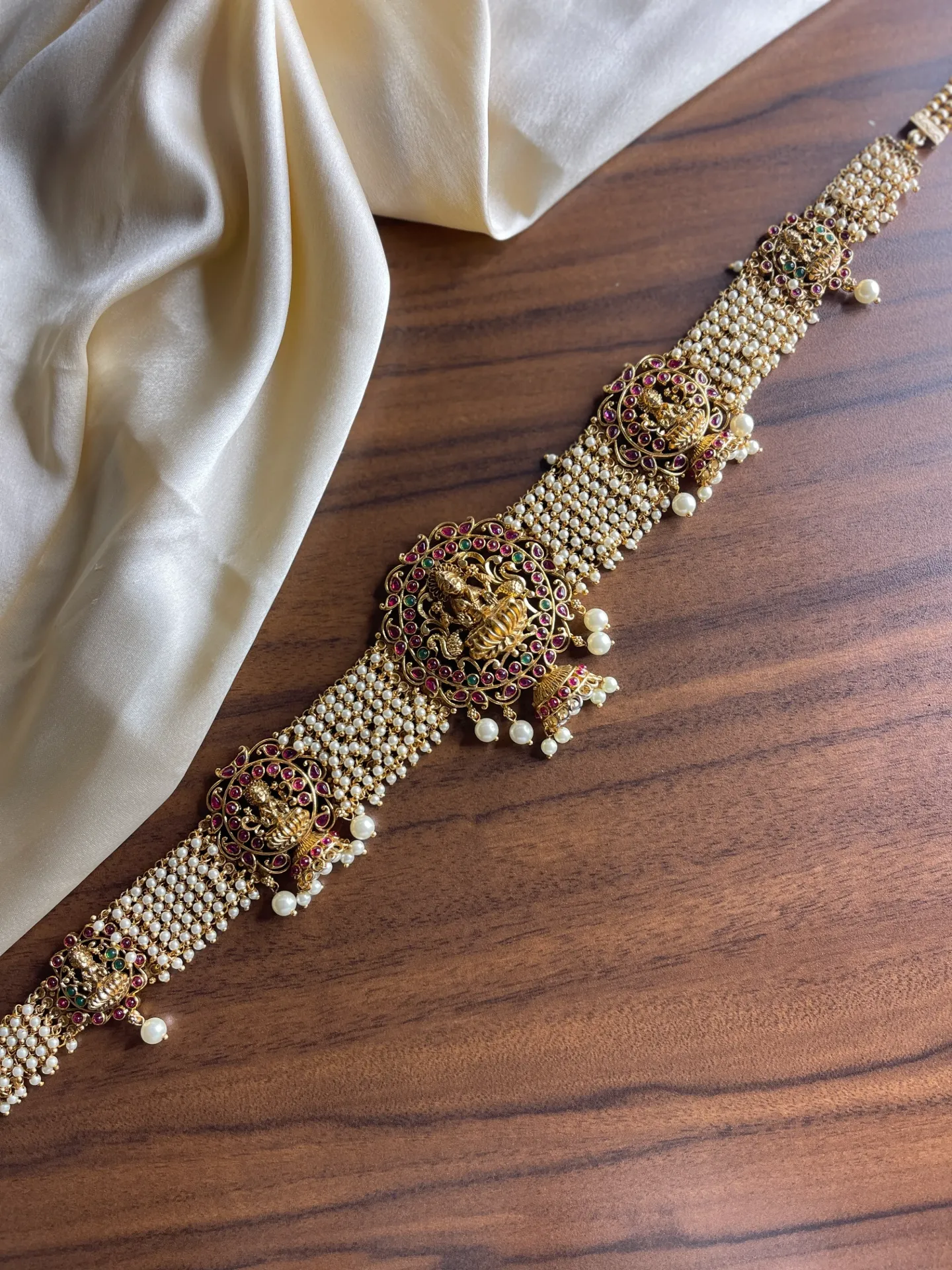 Pink Stone With White Beads Hipchain-HB056