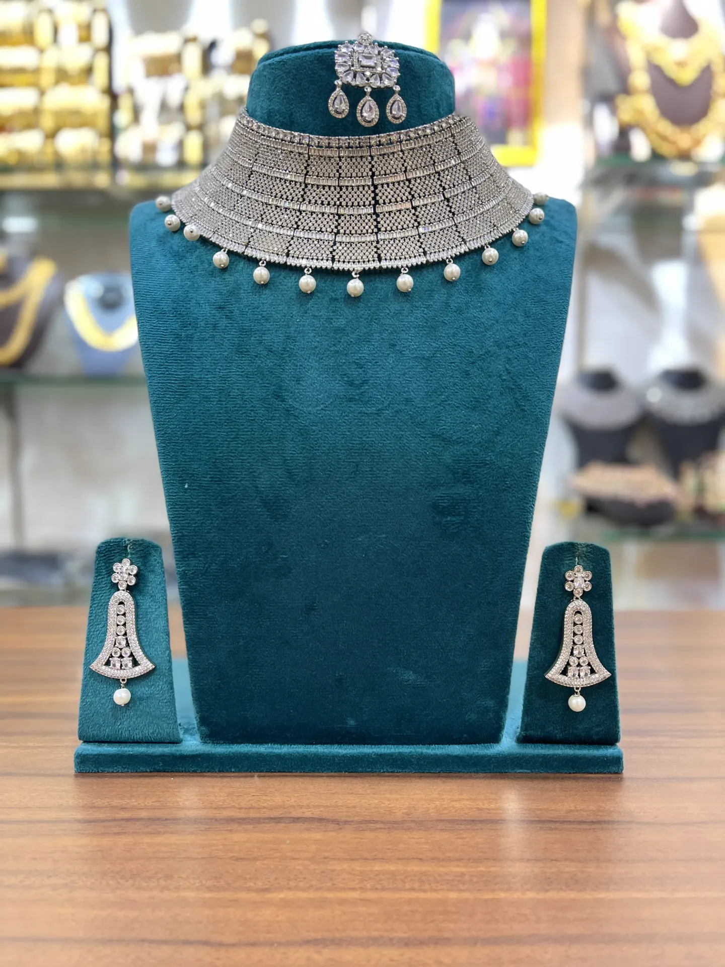 [CHK030] Full White Stone Choker Set-CHK030