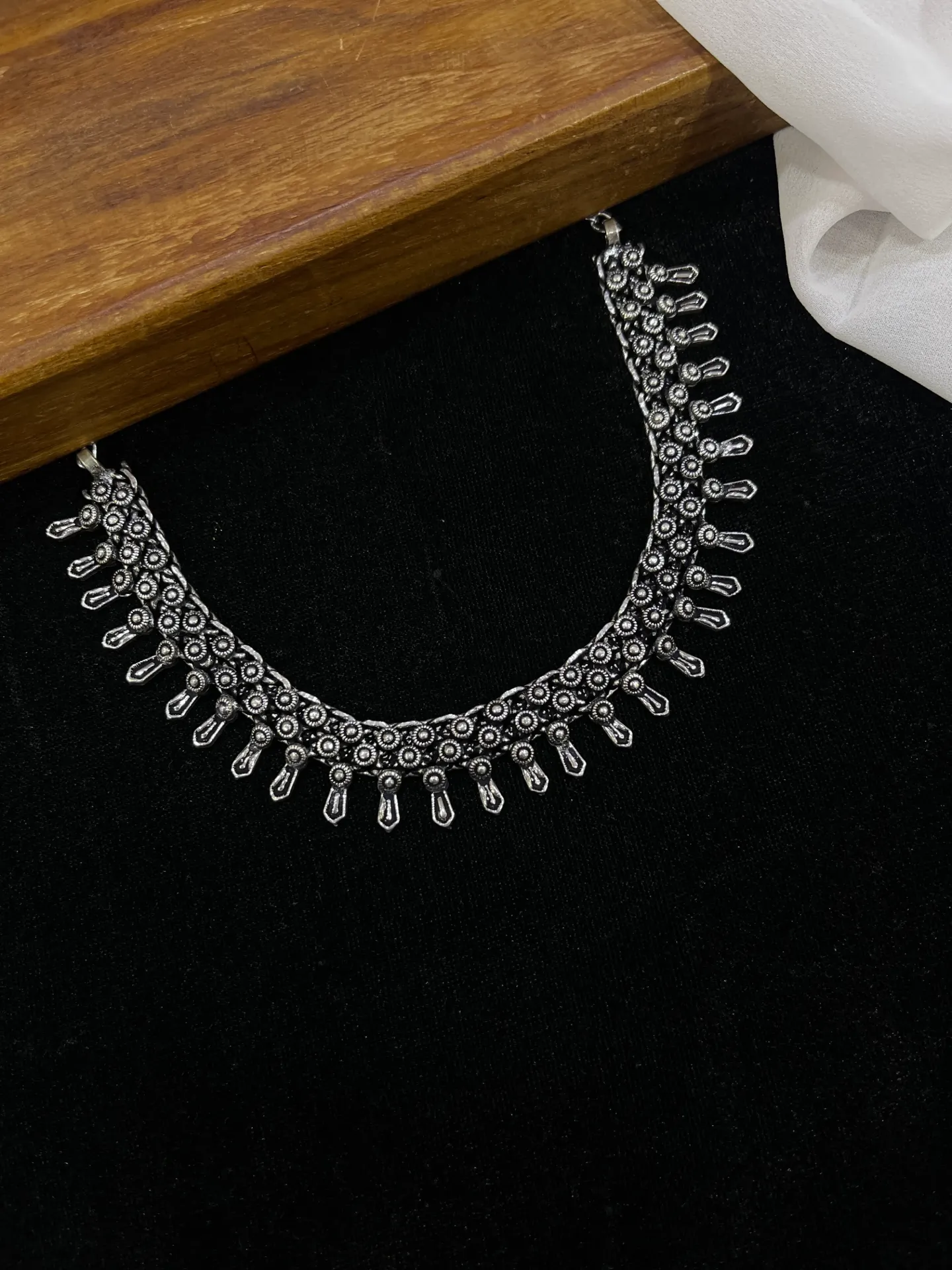 [Necklace06] Floral Design Oxidised Necklace -N06