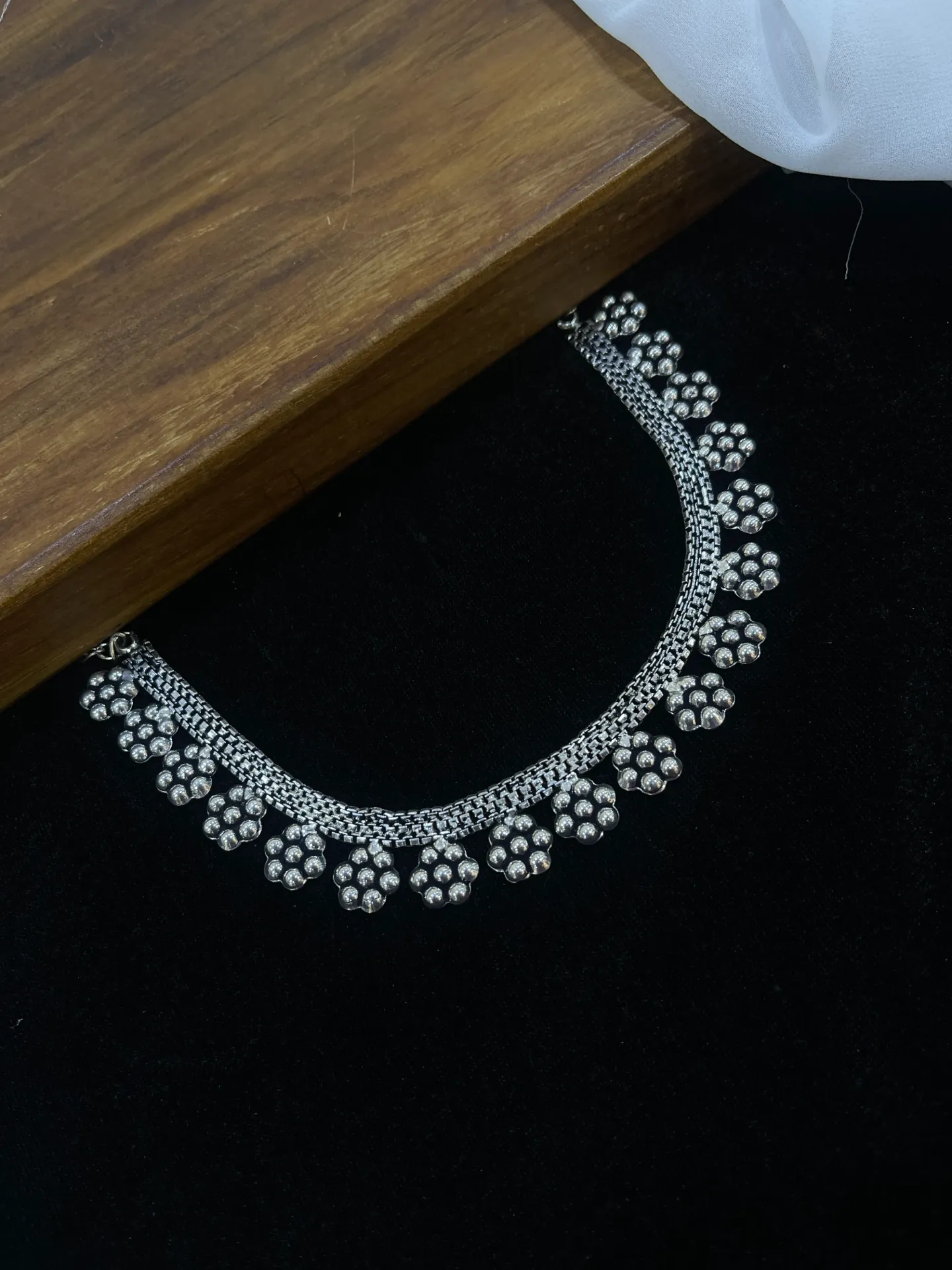 [Necklace36] Floral Design Oxidised Necklace -N36