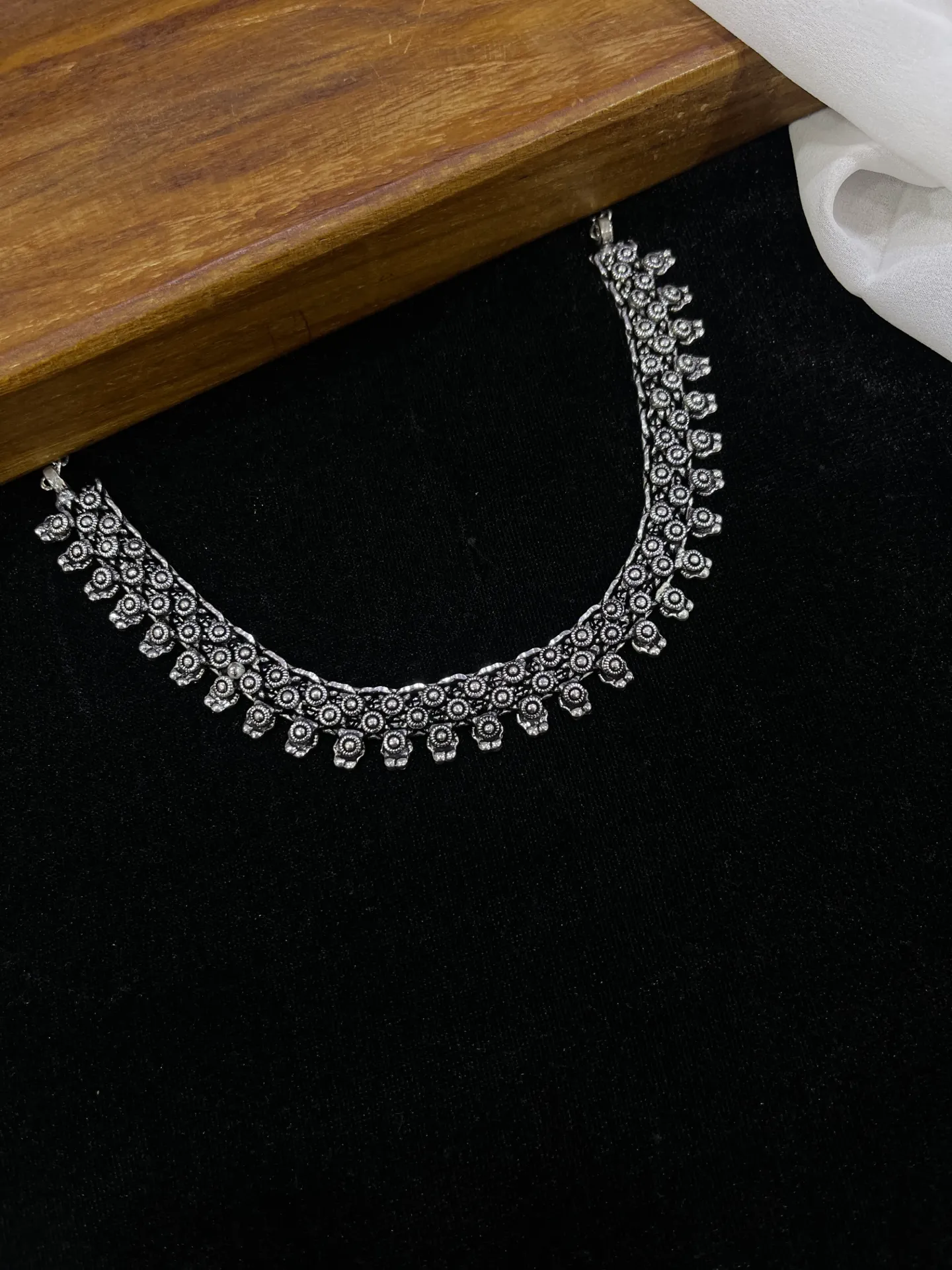 Silver Oxidised Necklace -N45