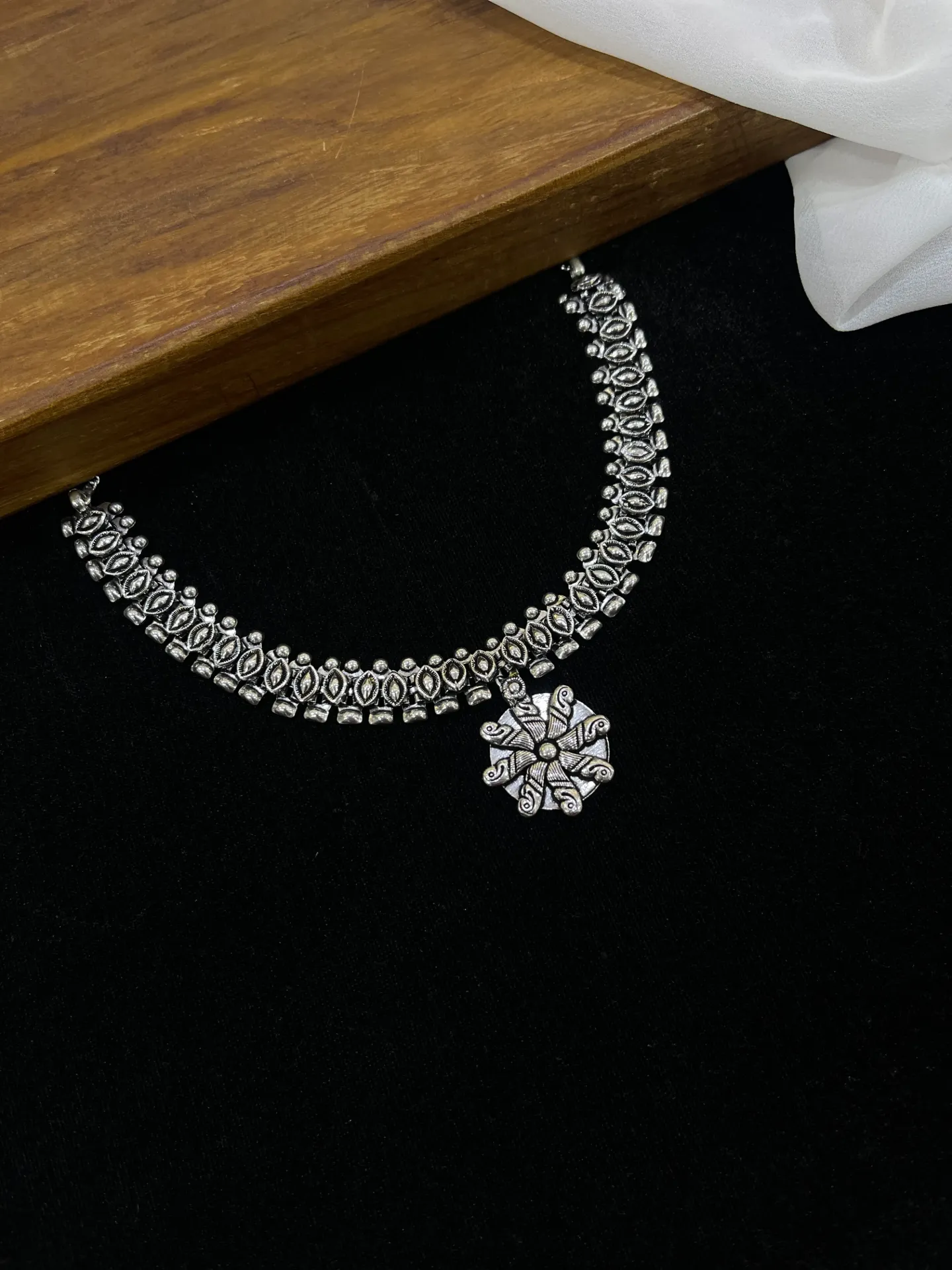 Floral Chakra Oxidised Necklace -N51